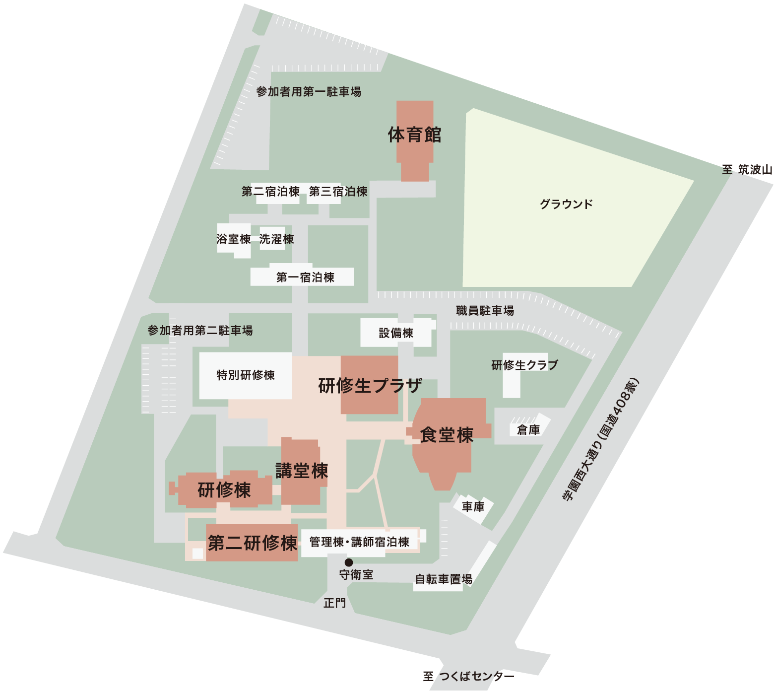 貸出施設配置図。画像内の各エリアから該当セクションへ移動できます。