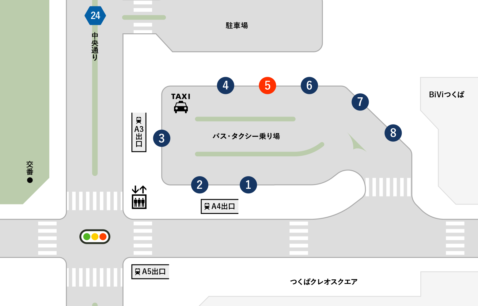 つくば駅バスターミナル地図