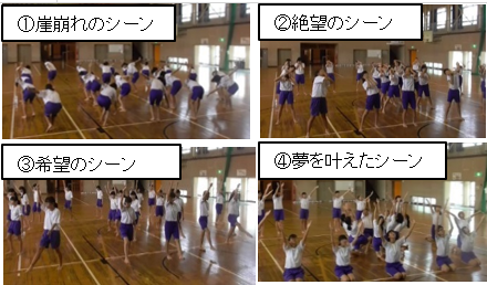 全体での通し練習で思いを表現する画像