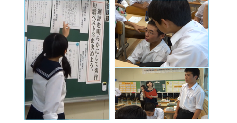 グループごとに選出した作品を選評とともに全体に紹介する画像