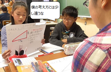 説明し合い、理解を深める画像